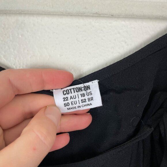 NWT Woven Kaela Mini Dress Cotton:On Size 18 US Black With Adjustable Tie Straps - Picture 6 of 10